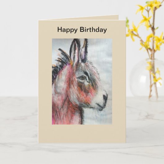 Belle carte d'anniversaire d'âne multicolore (Fleur jaune)