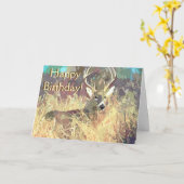 Belle carte d'anniversaire de cerfs (Fleur jaune)