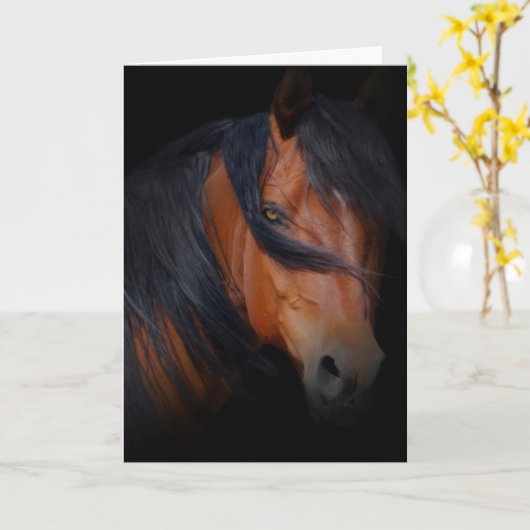 Belle carte d'anniversaire de cheval (Fleur jaune)