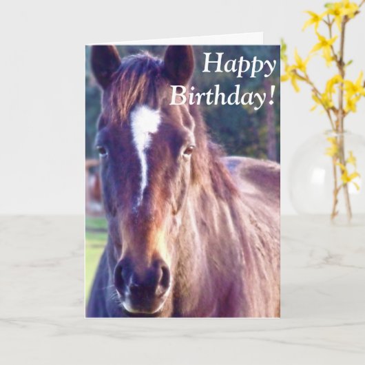 Belle carte d'anniversaire de cheval (Fleur jaune)