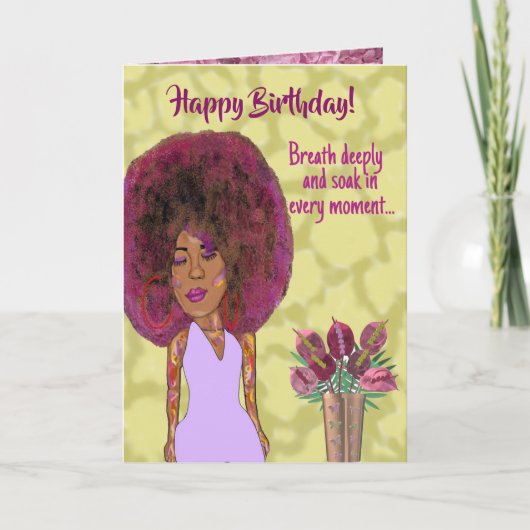 Belle carte d'anniversaire de femme afro-américain (Devant)