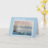 Belle carte d'anniversaire de paysage hivernal (Fleur jaune)