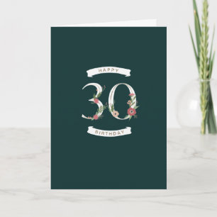 Belle carte d'anniversaire des chiffres floraux 30