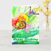 Belle carte d'anniversaire d'escargot (Fleur jaune)