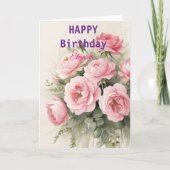 Belle carte d'anniversaire d'hiver rose (Devant)