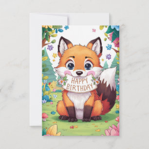 Belle carte d'anniversaire Enchanted Fox
