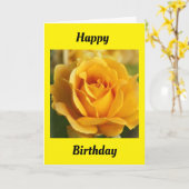 BELLE CARTE D'ANNIVERSAIRE JAUNE "ROSE JAUNE" (Fleur jaune)