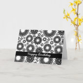 Belle carte d'anniversaire noir et blanc (Fleur jaune)