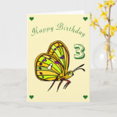 Belle carte d'anniversaire papillon - personnalisa (Fleur jaune)