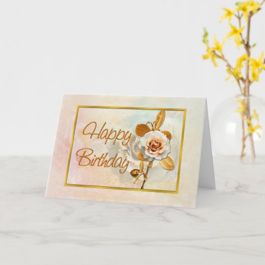 Belle carte d'anniversaire Rose (Fleur jaune)