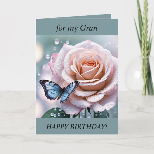 Belle carte d'anniversaire rose et papillon (Devant)