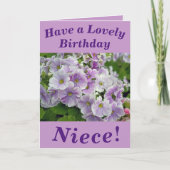 Belle carte d'anniversaire rose floral pour la niè (Devant)