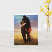 Belle carte d'art Cheval Blanc (Fleur jaune)