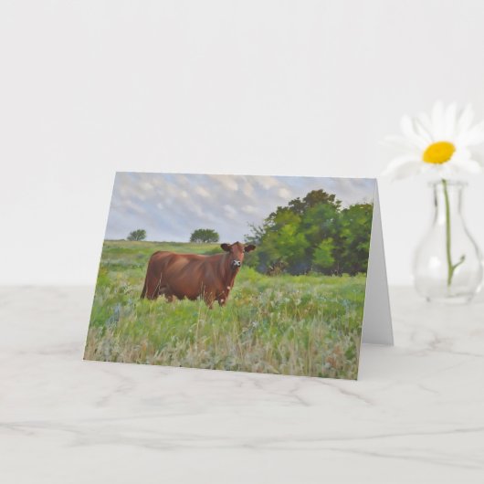 Belle carte d'art Red Angus Cow Farm (Petite plante)