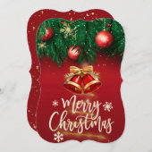 Belle carte d'attente de Noël Joyeux Rouge Or (Devant / Derrière)