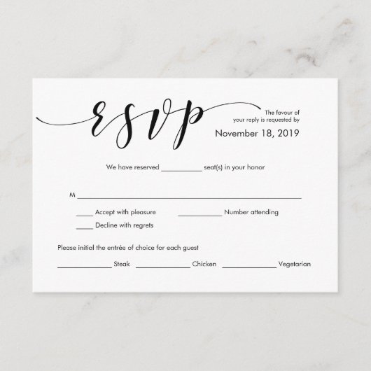 Belle carte de boîtier RSVP de mariage élégant (Devant)