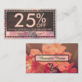 belle carte de coupon de fleurs (Devant / Derrière)