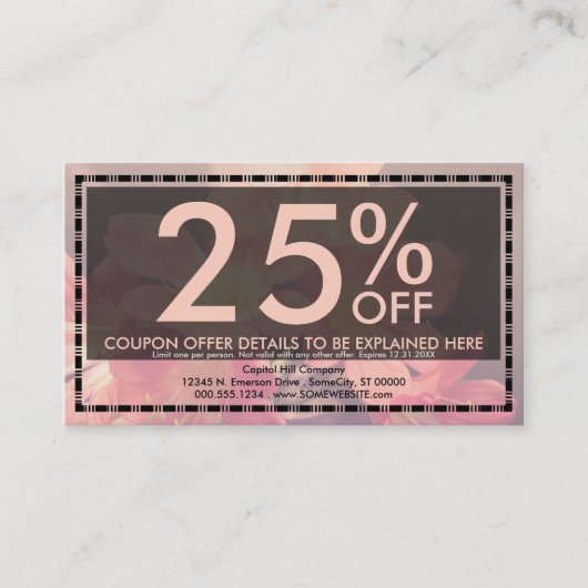 belle carte de coupon de fleurs (Devant)