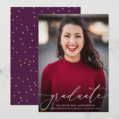 belle carte de faire-part de graduation de script  (Devant / Derrière)