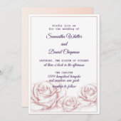 Belle carte de Faire-part de mariage Floral rose (Devant / Derrière)