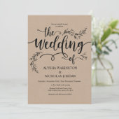 Belle carte de Faire-part de mariage rustique (Debout devant)