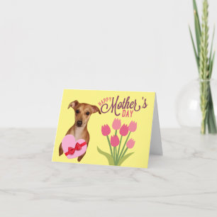 Belle carte de fête des mères florale Chiweenie