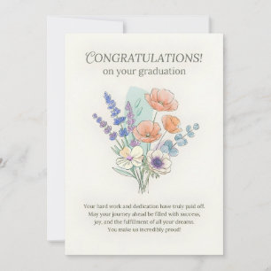 Belle carte de fin d'études florale