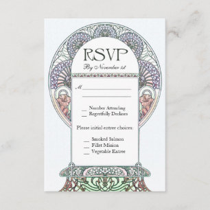 Belle carte de mariage Art Nouveau RSVP
