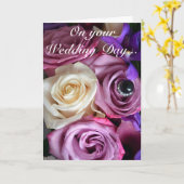 Belle carte de mariage imprimé rose (Fleur jaune)