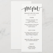 Belle carte de menu Calligraphy (Devant / Derrière)
