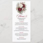 Belle Carte de Menu Fleurs de Bourgogne Verdure Or (Devant)