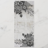 Belle carte de menu Mariage Fleurs noires/grises (Dos)