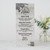 Belle carte de menu Mariage Fleurs noires/grises (Debout devant)