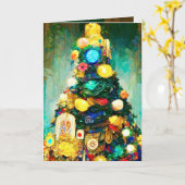 Belle carte de Noël au style de Klimt richement dé (Fleur jaune)