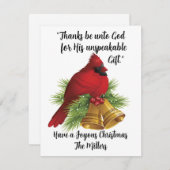 Belle carte de Noël Cardinal Ted Flat (Devant / Derrière)