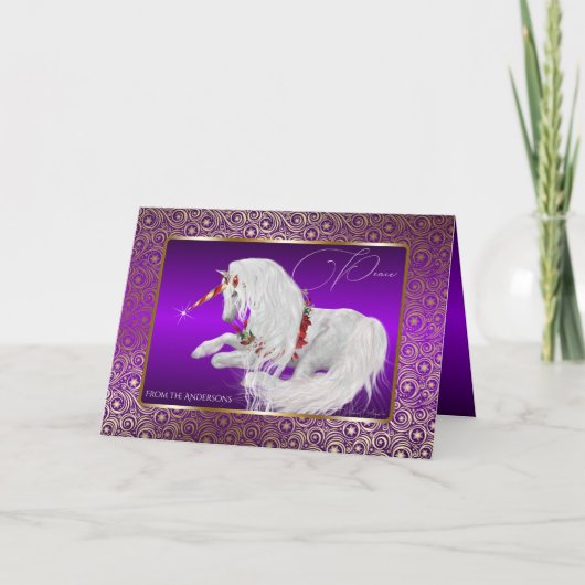 Belle Carte de Noël de Licorne de Fantaisie (Devant)