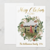 Belle carte de Noël Floral Photo Wreath (Devant / Derrière)