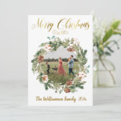 Belle carte de Noël Floral Photo Wreath (Debout devant)