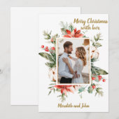 Belle carte de Noël Floral Photo Wreath (Devant / Derrière)