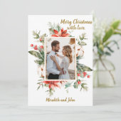 Belle carte de Noël Floral Photo Wreath (Debout devant)