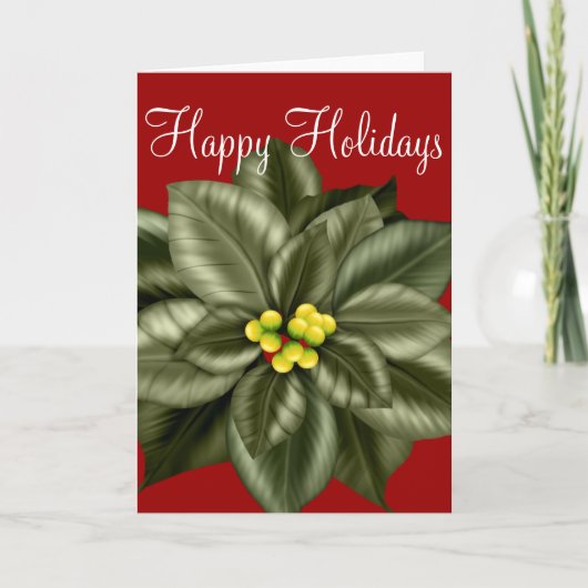 Belle carte de Noël Green Poinsettia (Devant)
