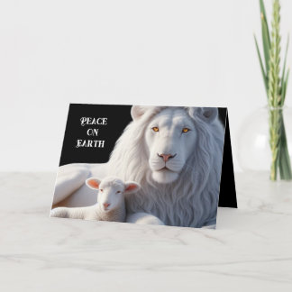 Belle carte de Noël Lion et Agneau