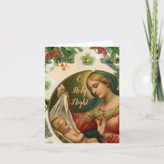 Belle carte de Noël représentant la Madone et l'En (Devant)