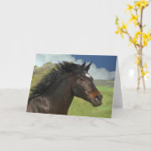 Belle carte de note blanche Cheval de course (Fleur jaune)