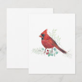 Belle carte de note cardinale rouge aquarelle (Devant / Derrière)