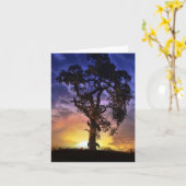 Belle carte de note Cheval Blanc et Arbre de Chêne (Fleur jaune)