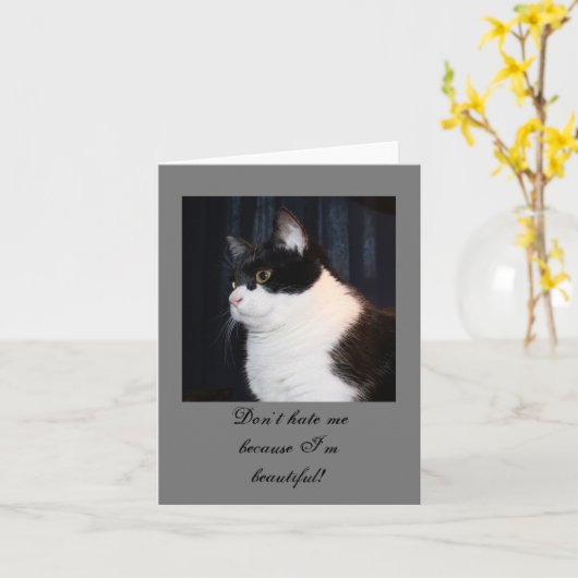 Belle carte de note de chat (Fleur jaune)