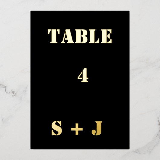 Belle carte de numéro de table de mariage en feuil (Recto)