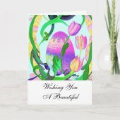 Belle carte de Pâques OEufs et tulipes (Devant)