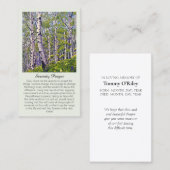 Belle carte de prière verte violet sérénité (Devant / Derrière)